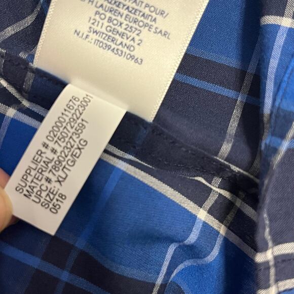 Chaps Men’s Button Down NWT Size XL Blue Plaid Cotton Easy Care - Picture 15 of 16